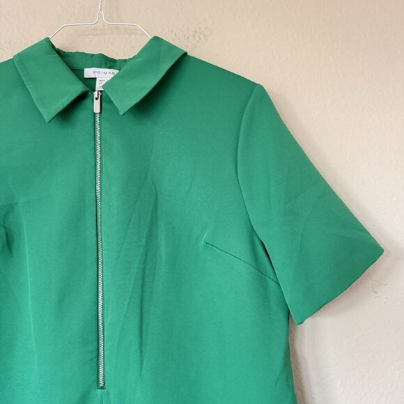 Primark Womens chiffon Silver Zip Front Shift Dress green Size 12 US - Picture 2 of 6